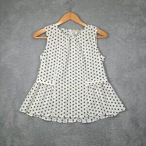 J Crew Polka Dot Sleeveless Flounce Top Size 4‎